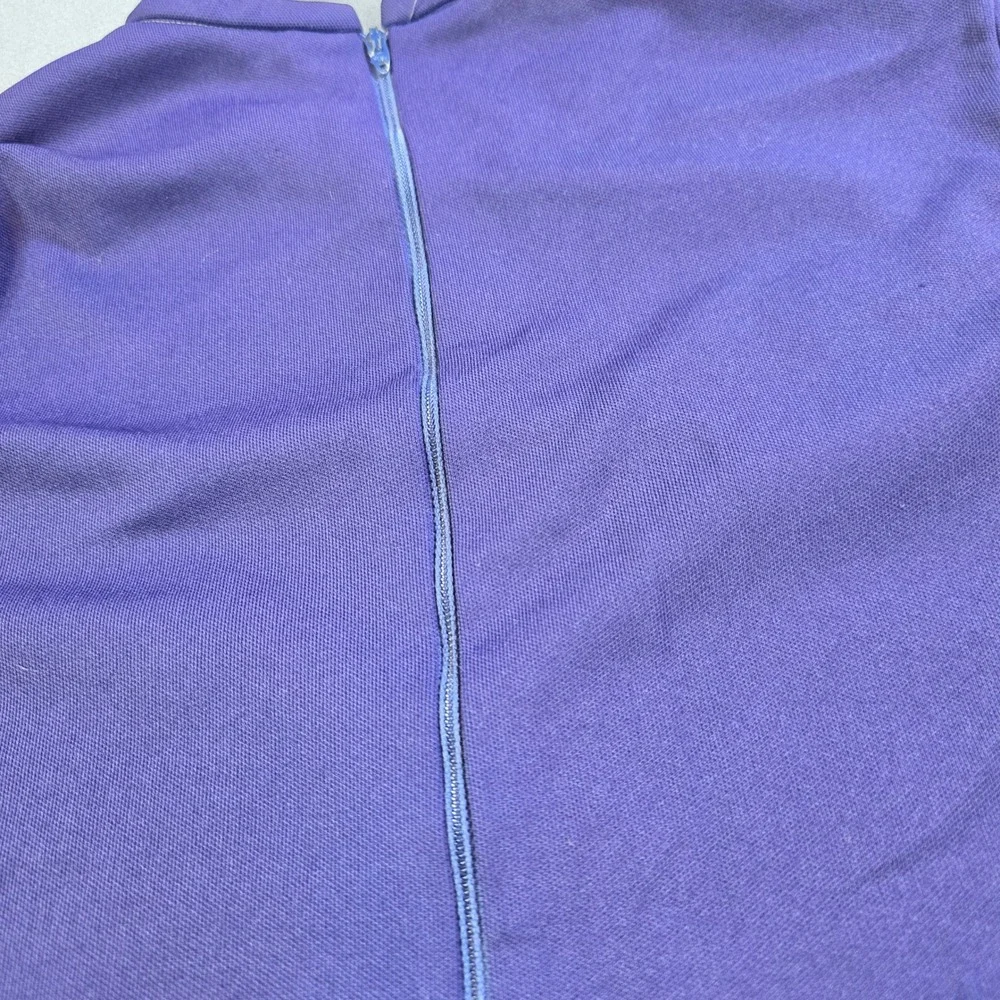 Vintage Jane Holly Purple Mock Neck Long Sleeve Blouse Textured Knit Top Zipper - Picture 11 of 11
